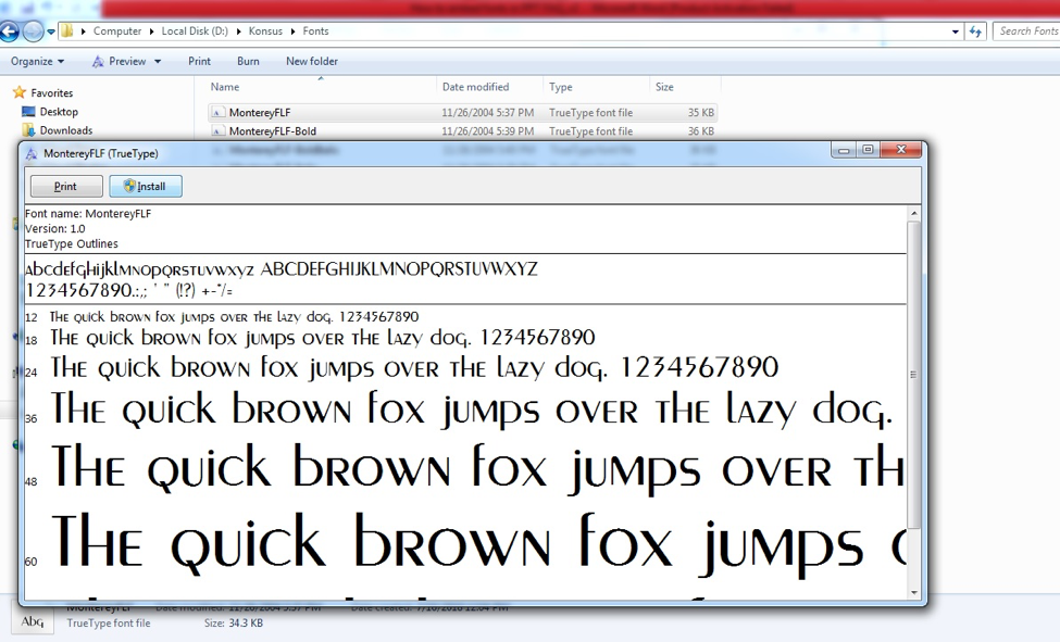 Different size fonts
