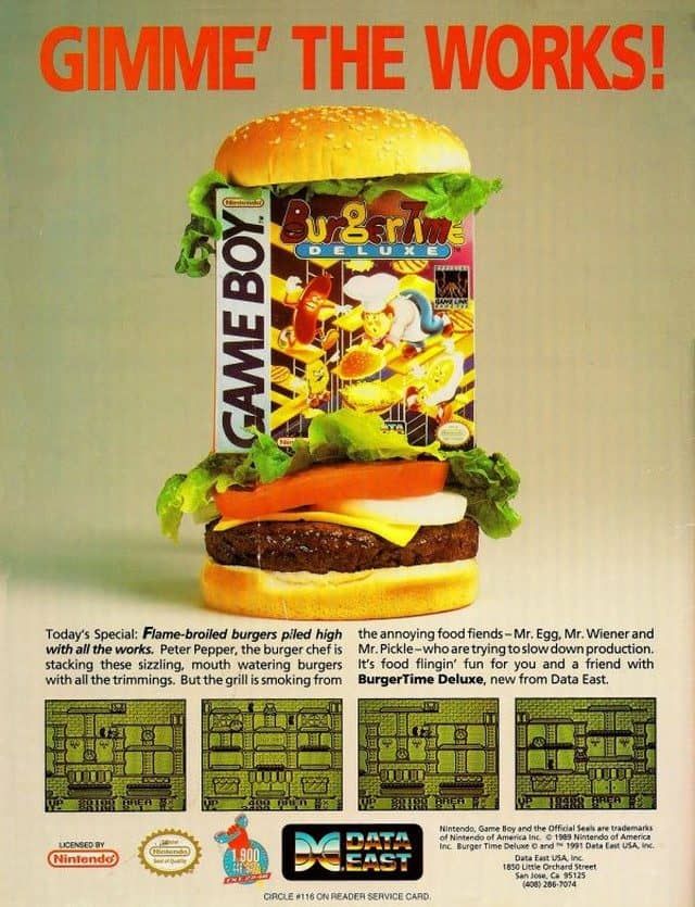 Hamburger with GameBoy ad