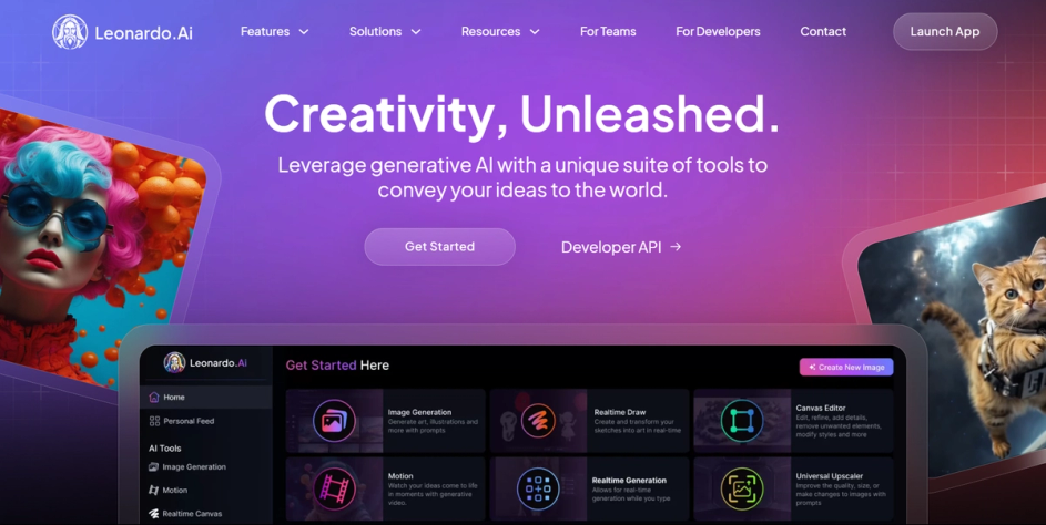 Leonardo AI landing page