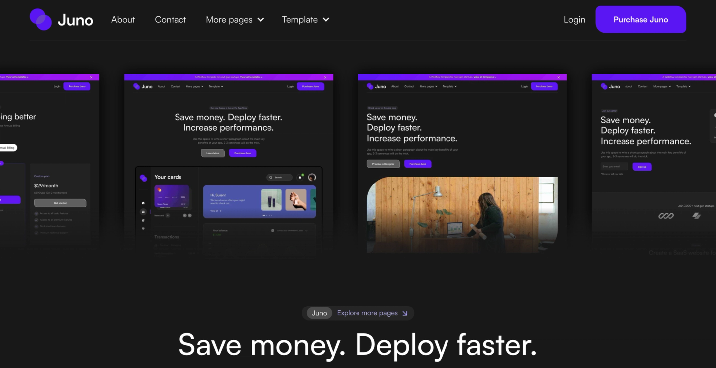 Webflow's Juno template