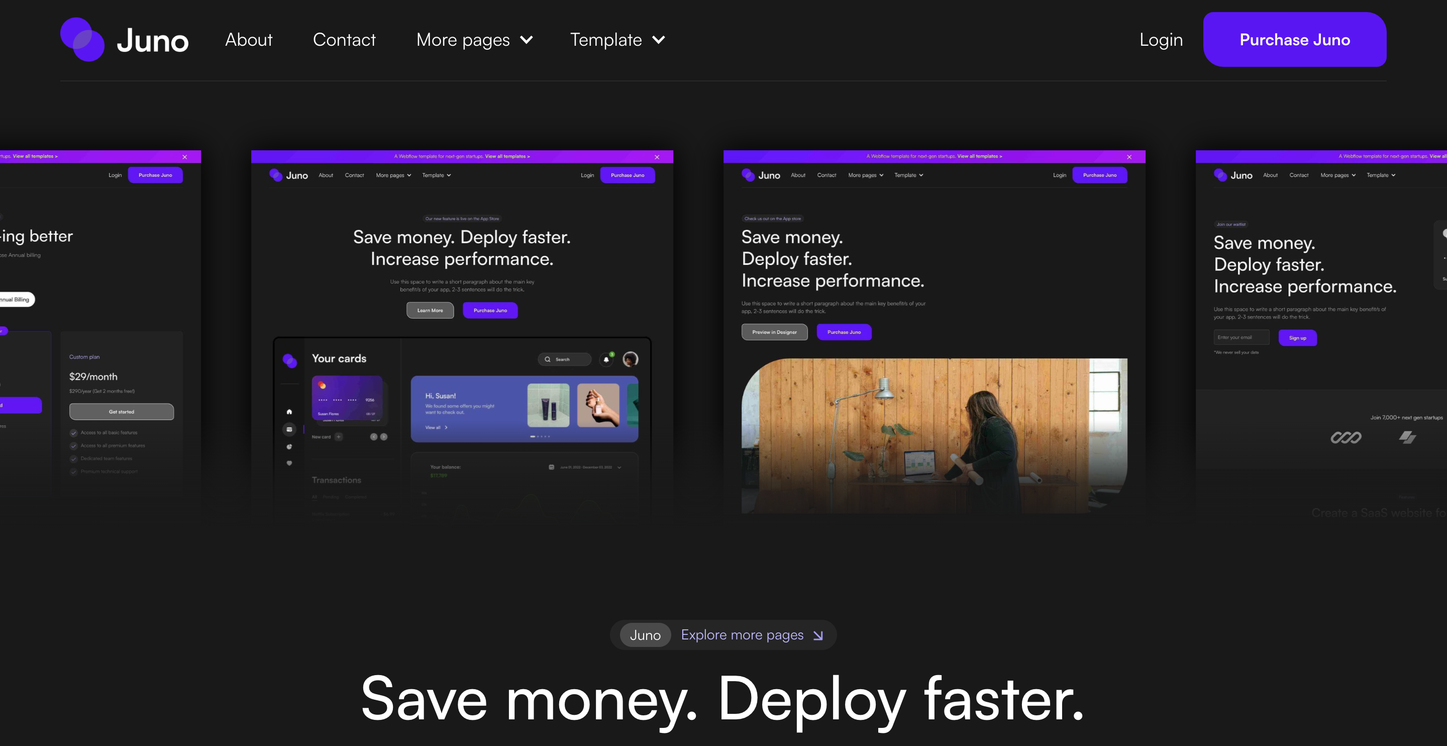 Webflow's Juno template