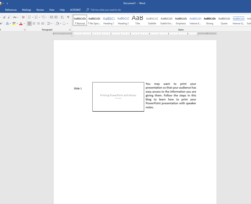 print out powerpoint slides with lines for notes on mac