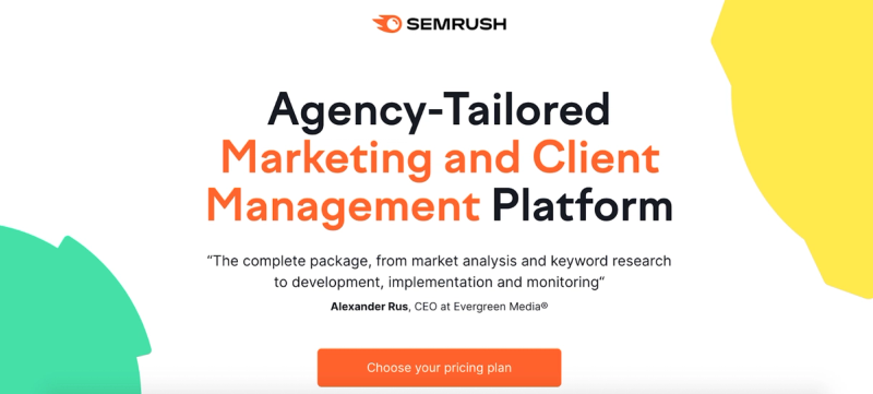 SEMrush landing page