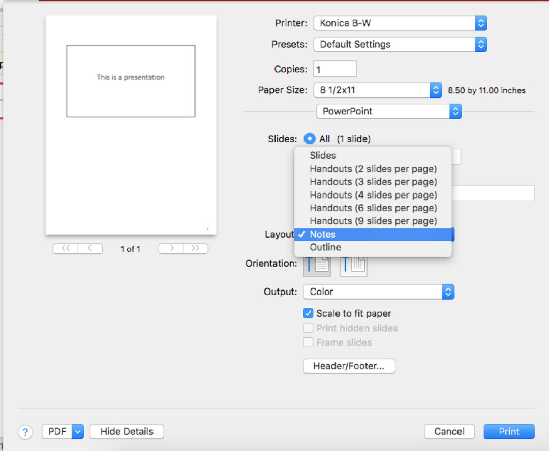 best way to print powerpoint presentation