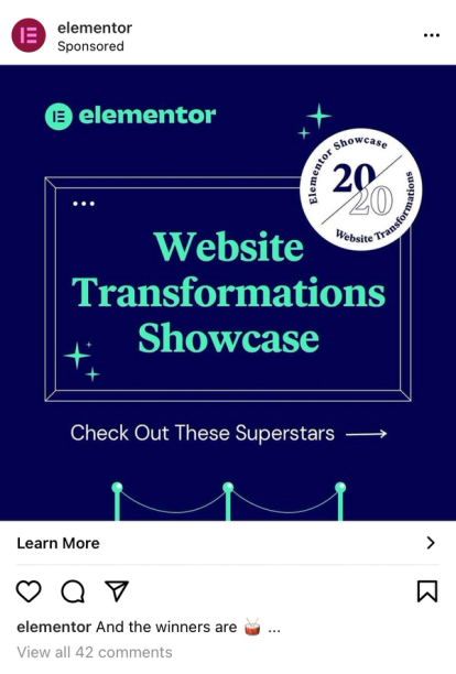 Instagram static ad for elementor