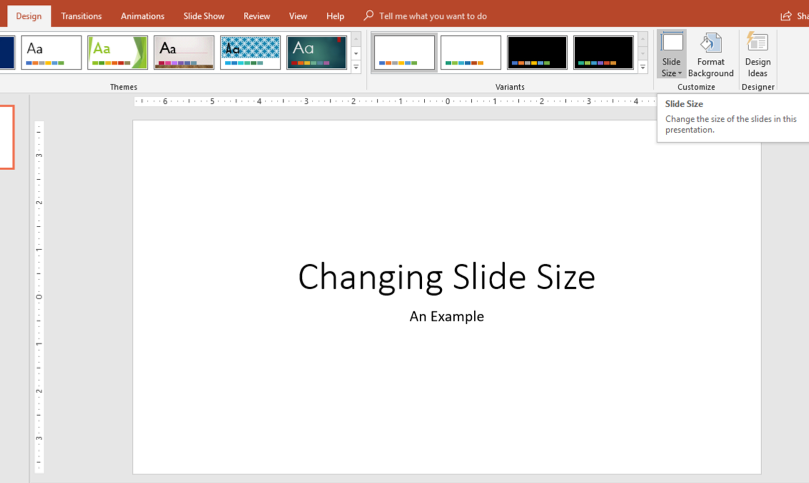 how too see the the size of a powerpoint slide