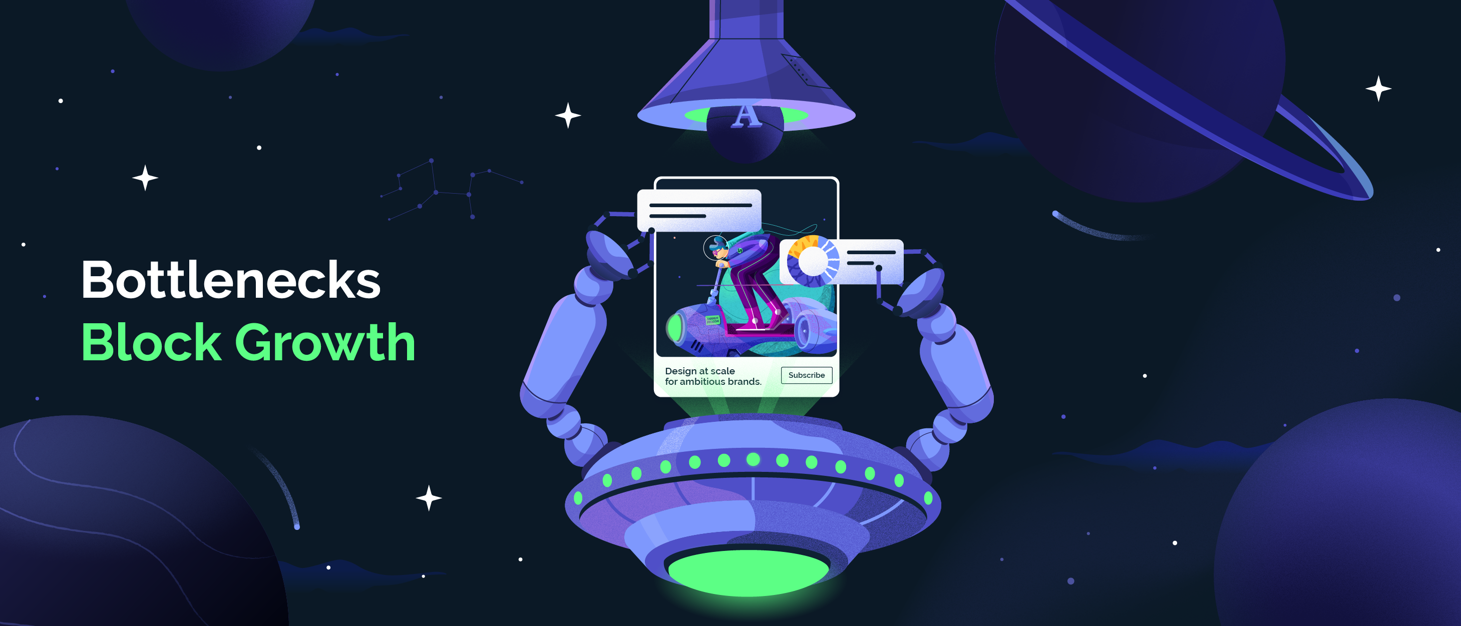 An image of a droid frozen on a task, symbolizing the inertia of a bottleneck. 