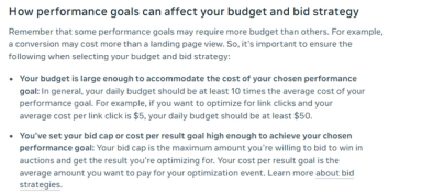 performance goal ads