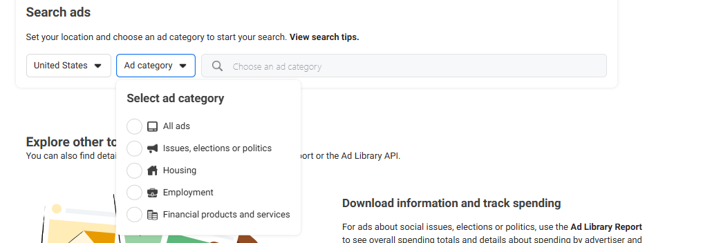 Search meta ads lib