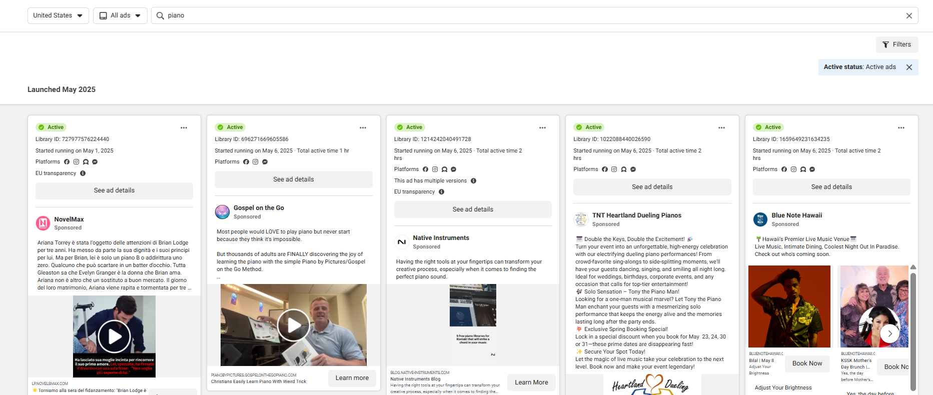 Dashboard meta ads lib