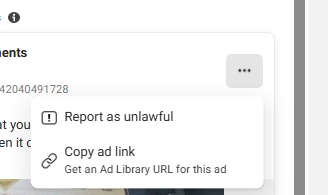 Meta ads library save link