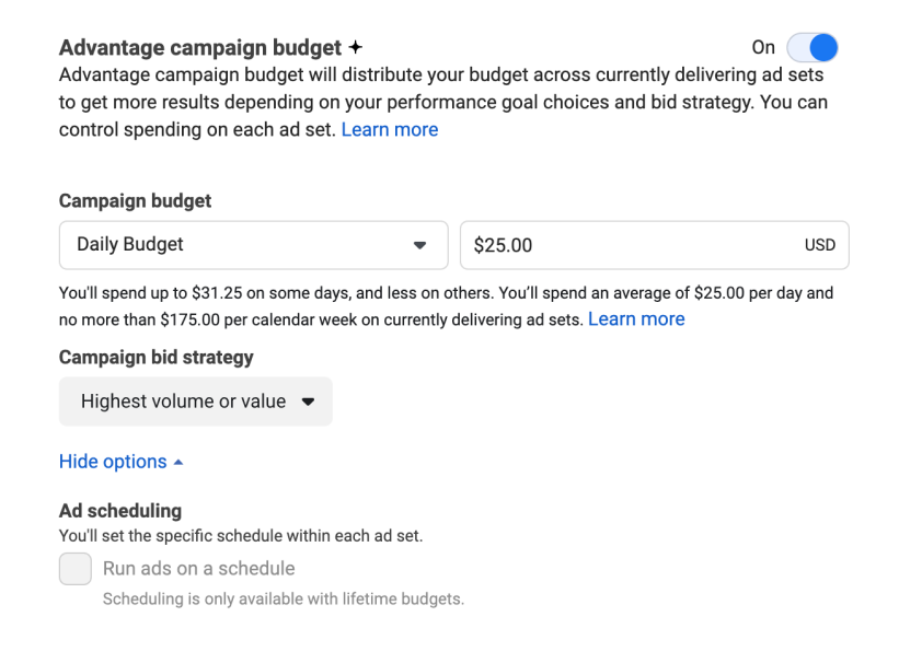 Budget fb ads