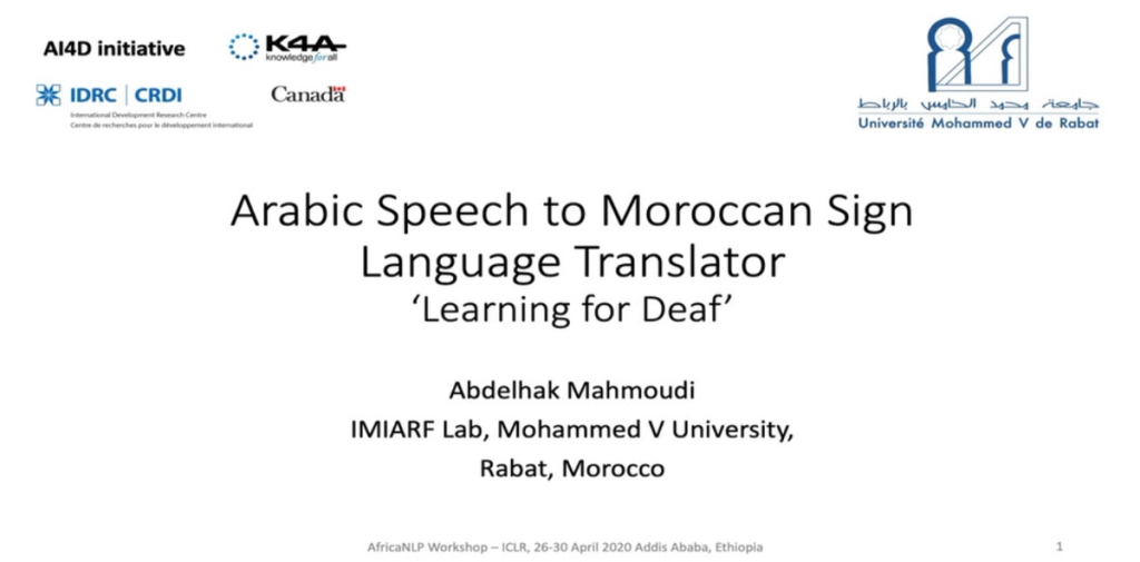 Traducteur de la parole en arabe vers MSL - ICLR 2020