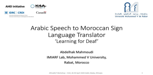 Traducteur de la parole en arabe vers MSL - ICLR 2020