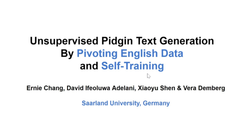 Génération de texte Pidgin non supervisé en faisant pivoter les données en anglais et l'auto-formation - ICLR 2020