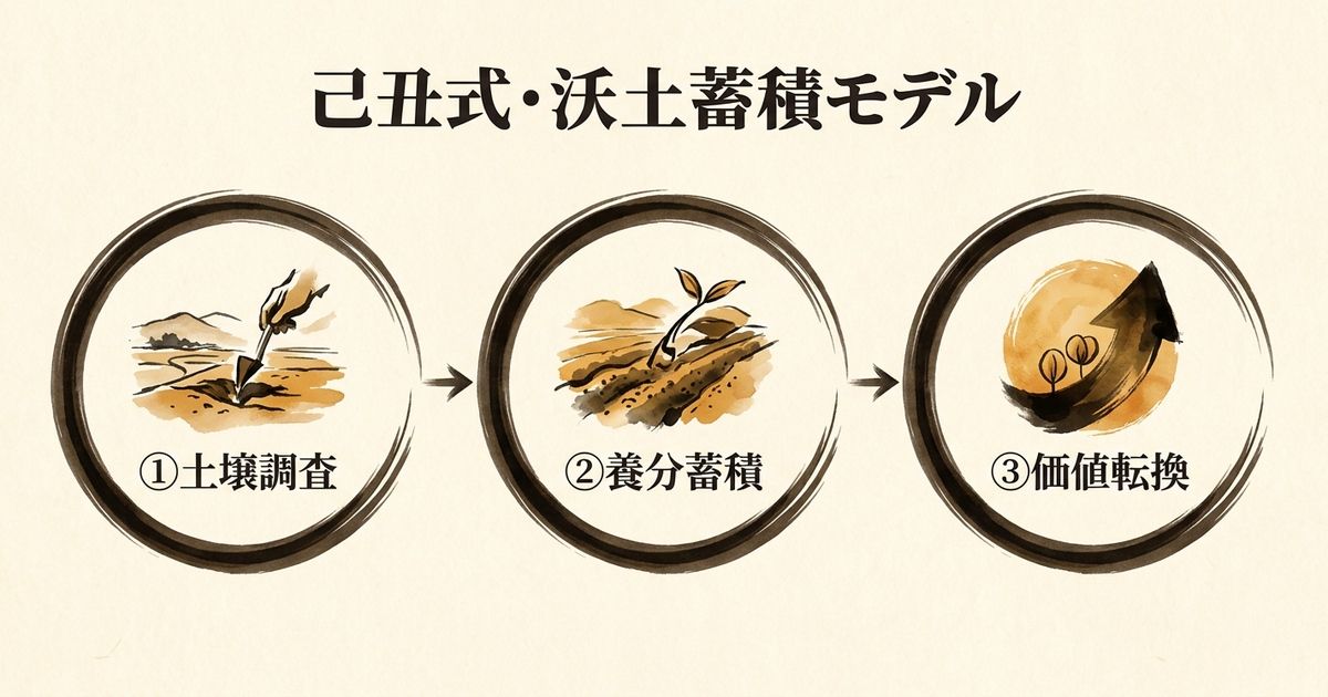 沃土蓄積モデル──土壌調査→養分蓄積→価値転換の3段階