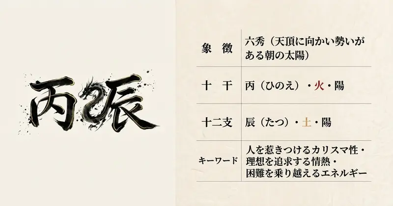 丙（火）と辰（土）は相生の関係。情熱が創造の土台を生む