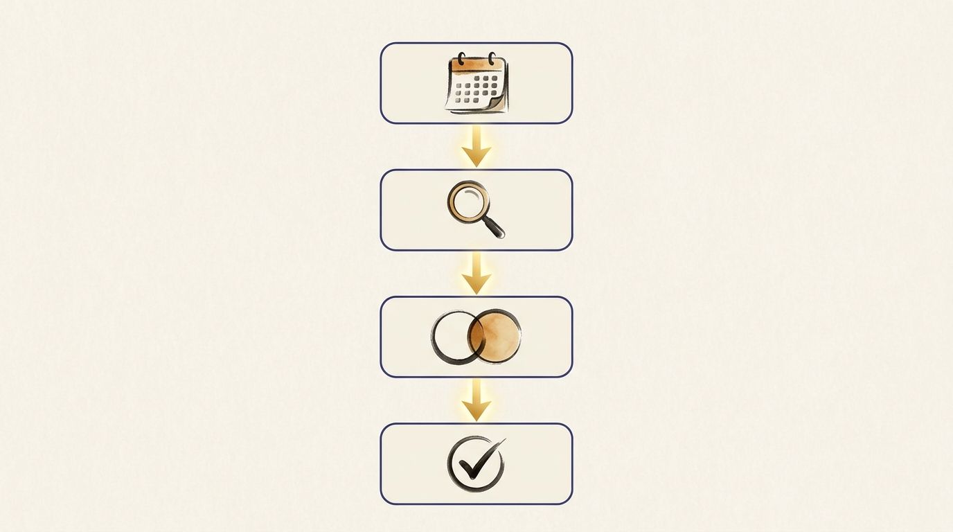 干支計算の4ステップフローチャート
