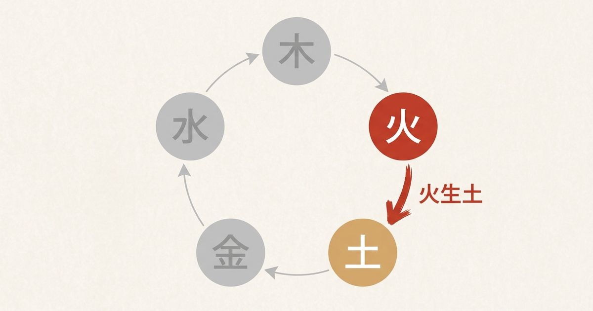 己巳の基本データ──五行は土と火、エネルギー関係は「火生土」