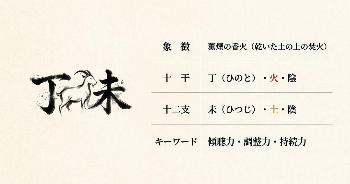 丁（火）から未（土）への「火生土」の相生関係