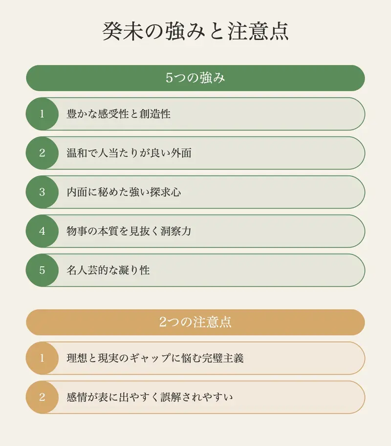 癸未の強み5つと注意点2つ