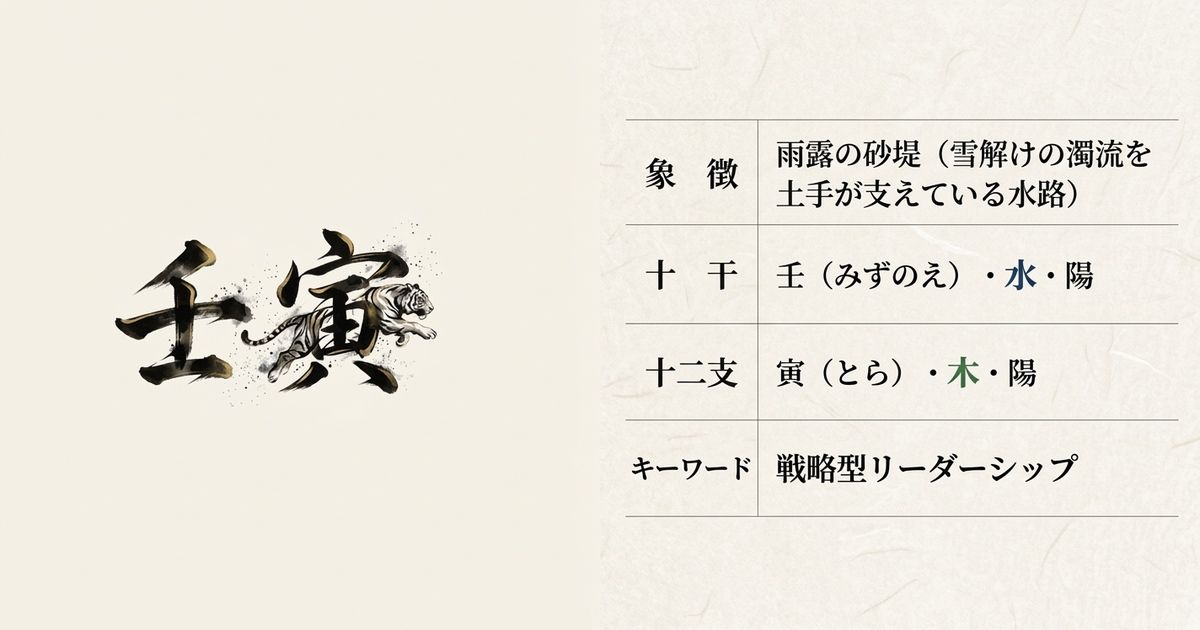 壬（水）と寅（木）の相生関係「水生木」の図解