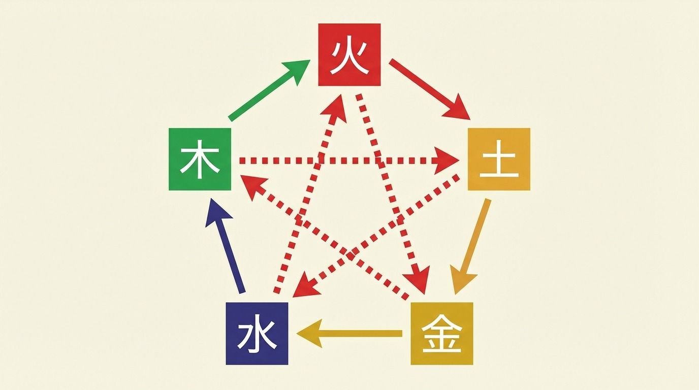 五行の相生・相剋関係図