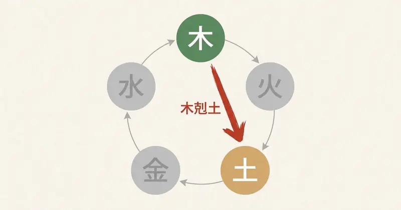 甲（木）と戌（土）の五行関係 ── 木剋土の力学