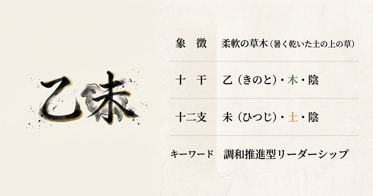 乙（木）が未（土）に根を張る。この内なる葛藤が成長の原動力となる