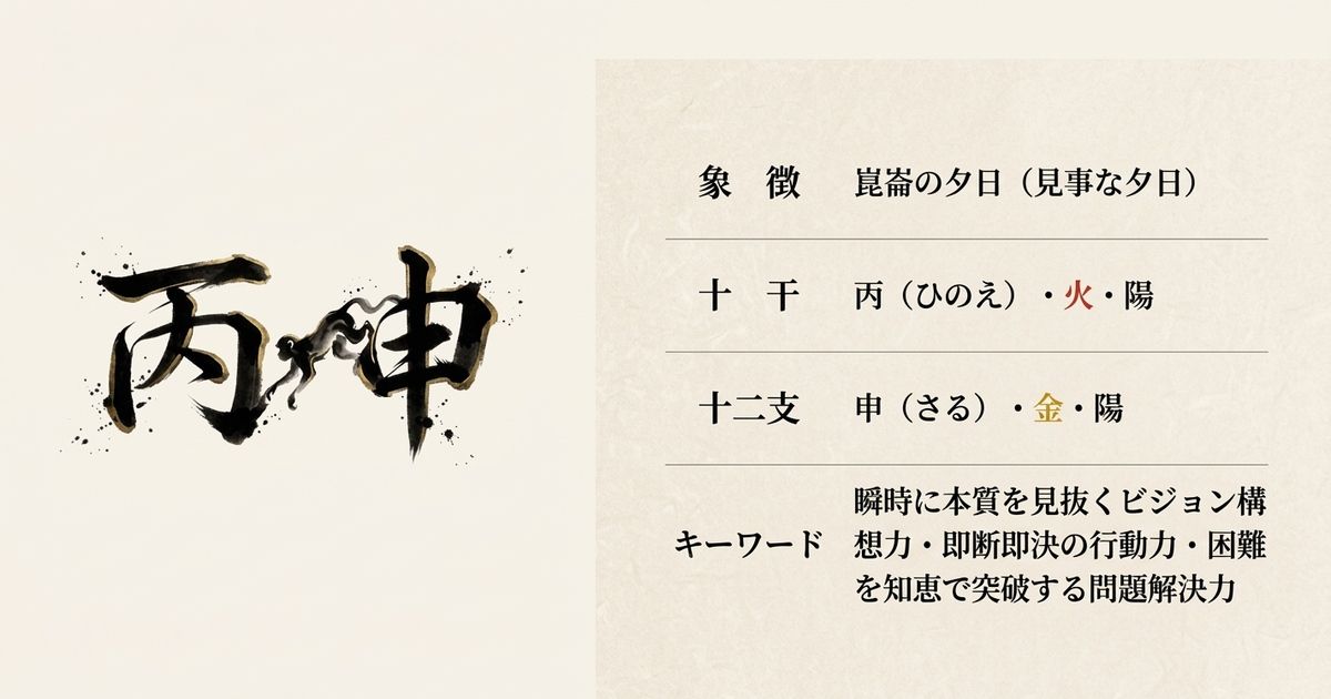 丙申の基本データ：五行・陰陽・象徴の一覧