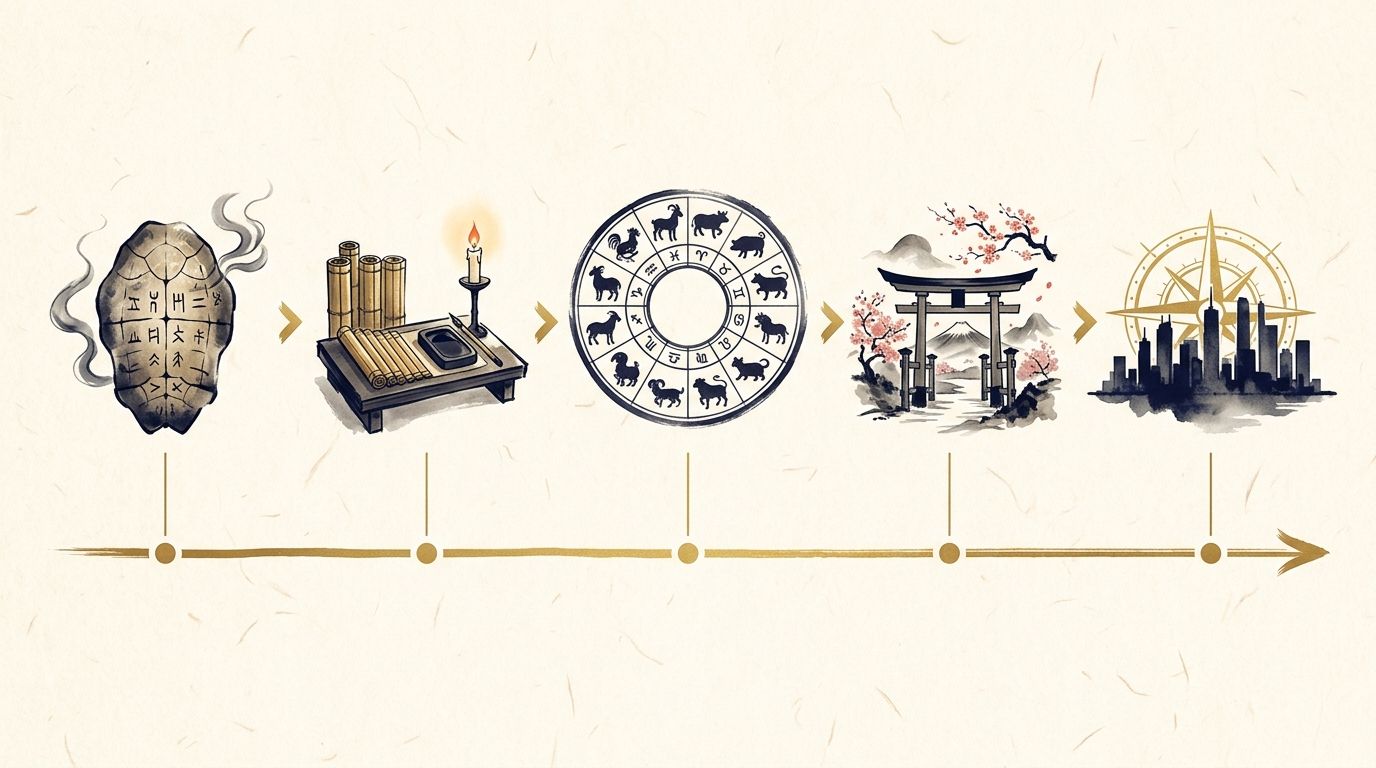 干支の歴史タイムライン:殷代の甲骨文字から現代ビジネスまで