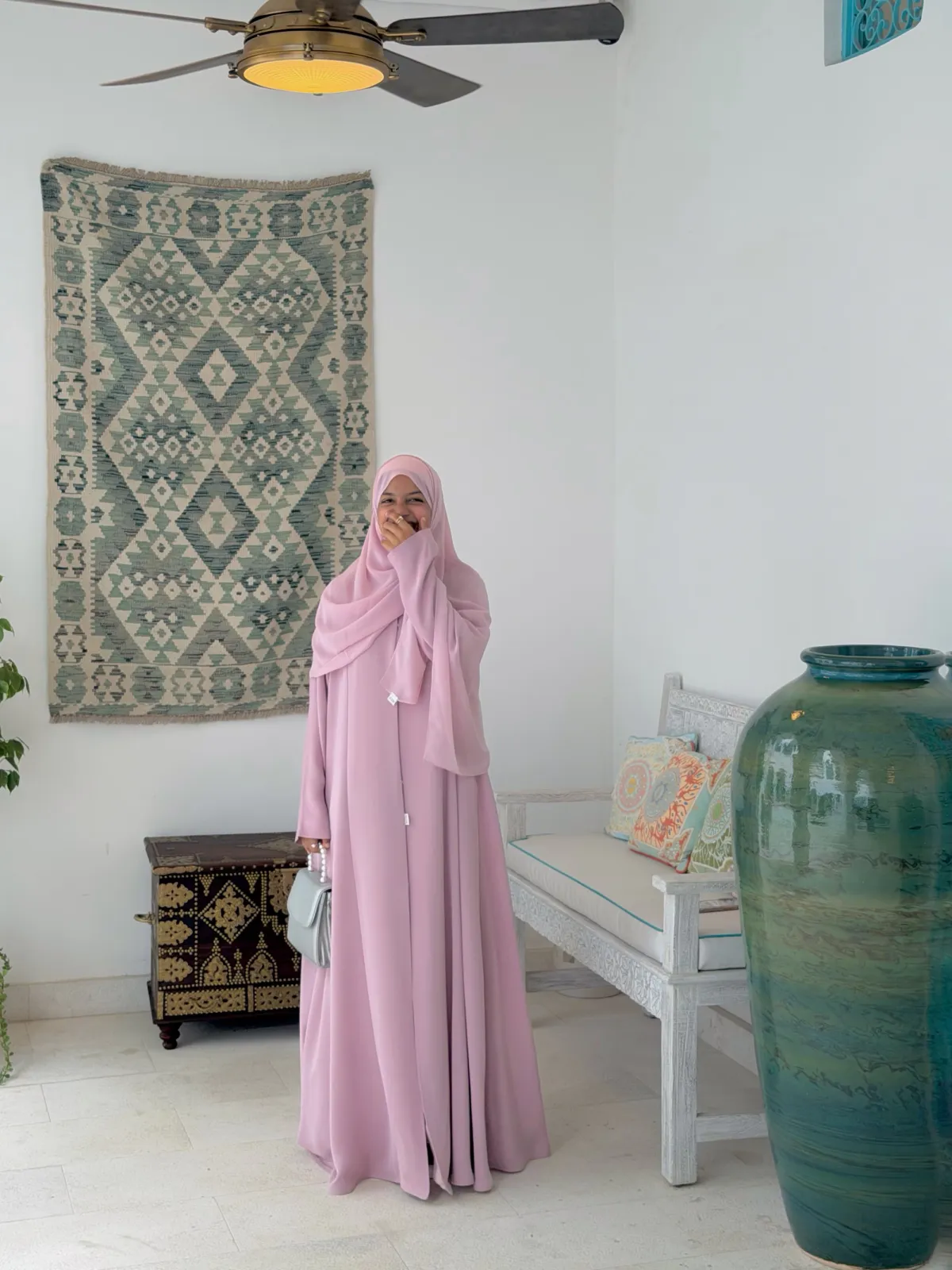 Soft pink comfy abaya