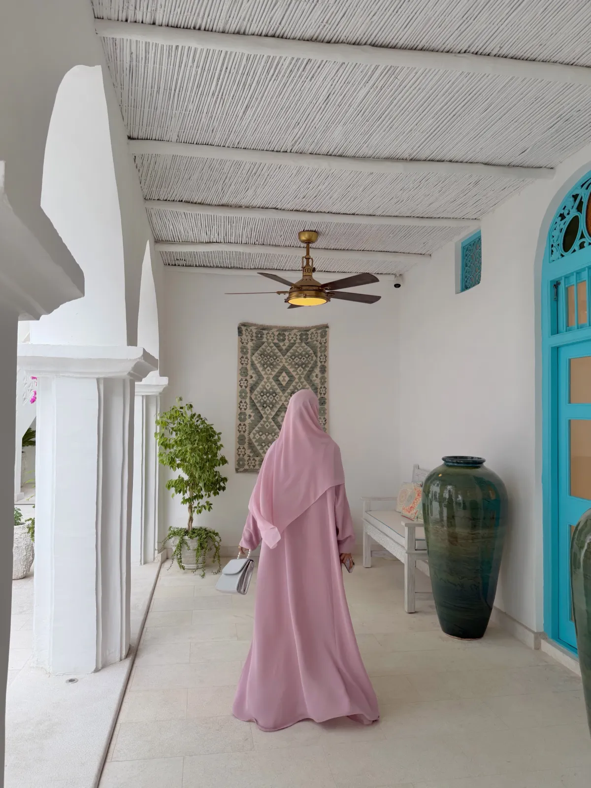 Soft pink comfy abaya - View 2
