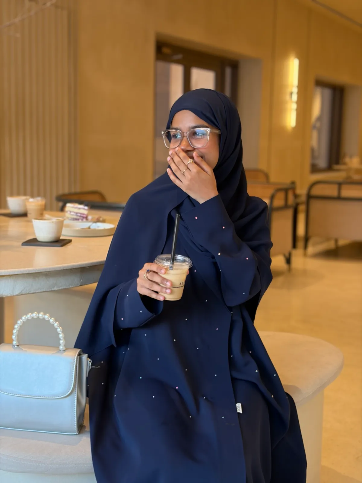 Pearl Dust Abaya Blue - View 2
