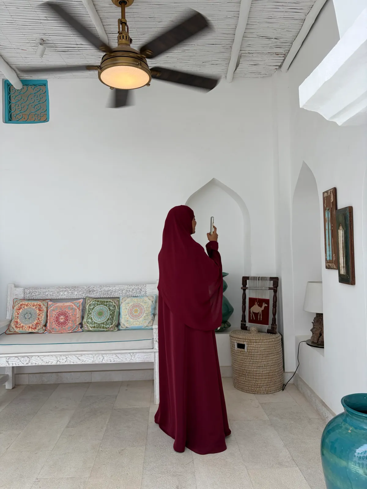 Burgundy comfy abaya - View 3