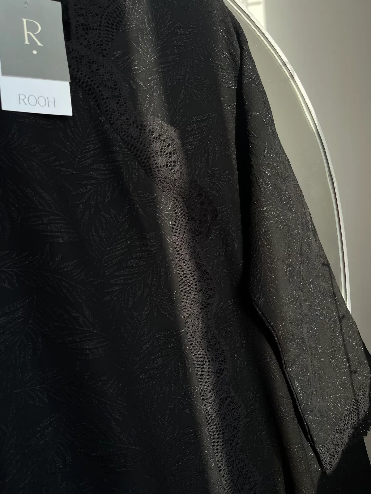 Serene Black Lace Abaya - View 4