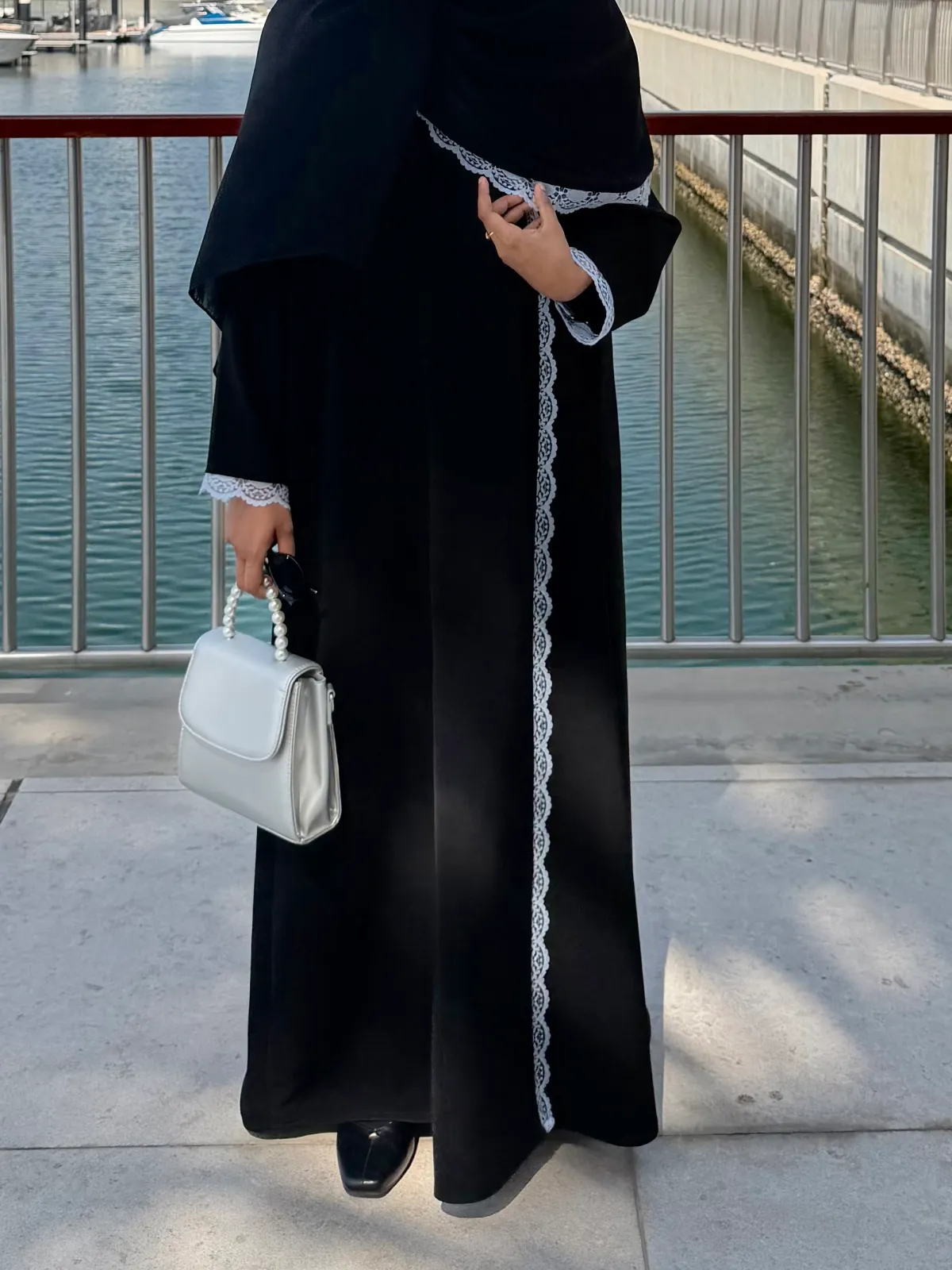 Aswad Lace Abaya - View 2
