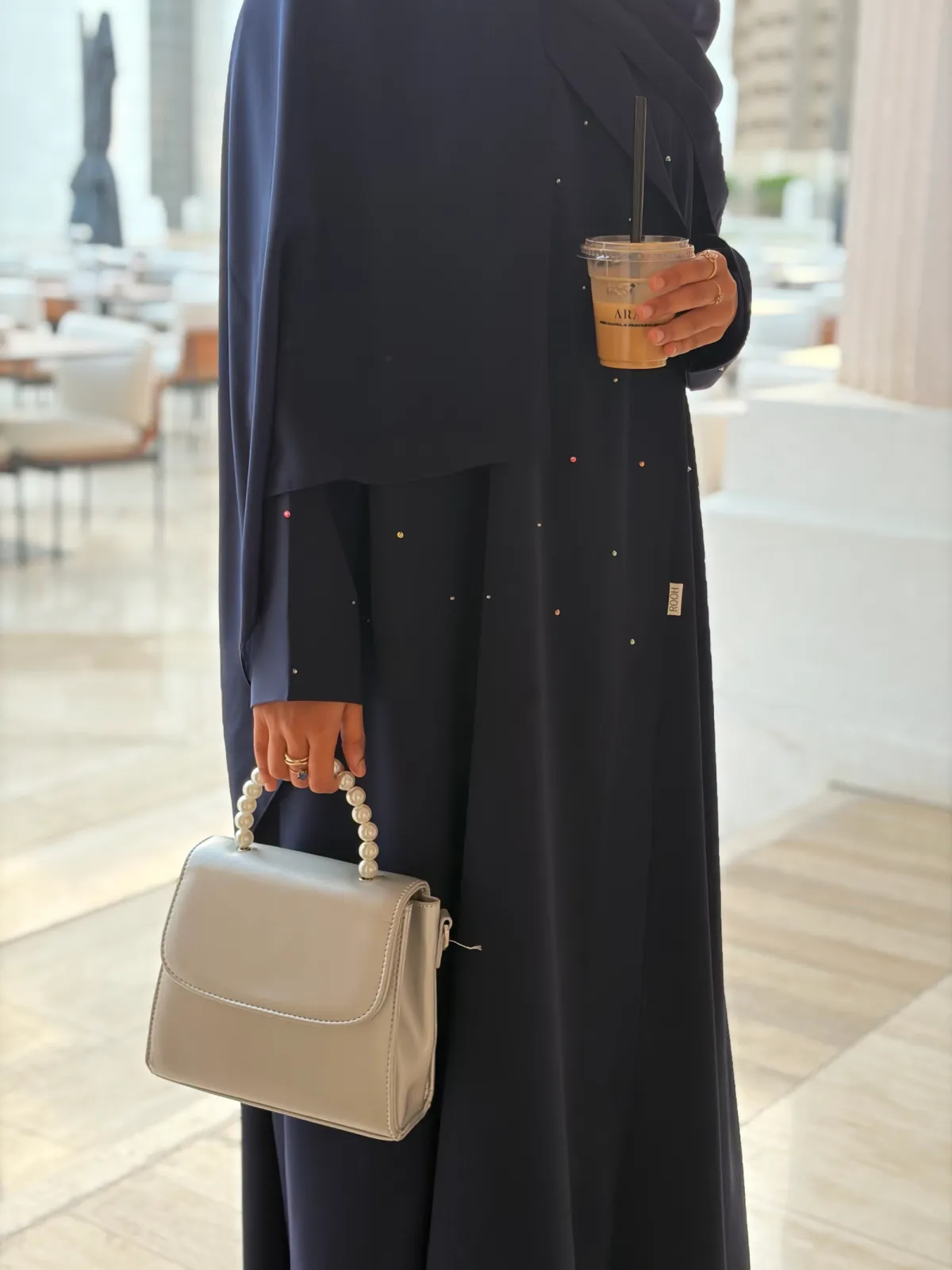 Pearl Dust Abaya Blue - View 3