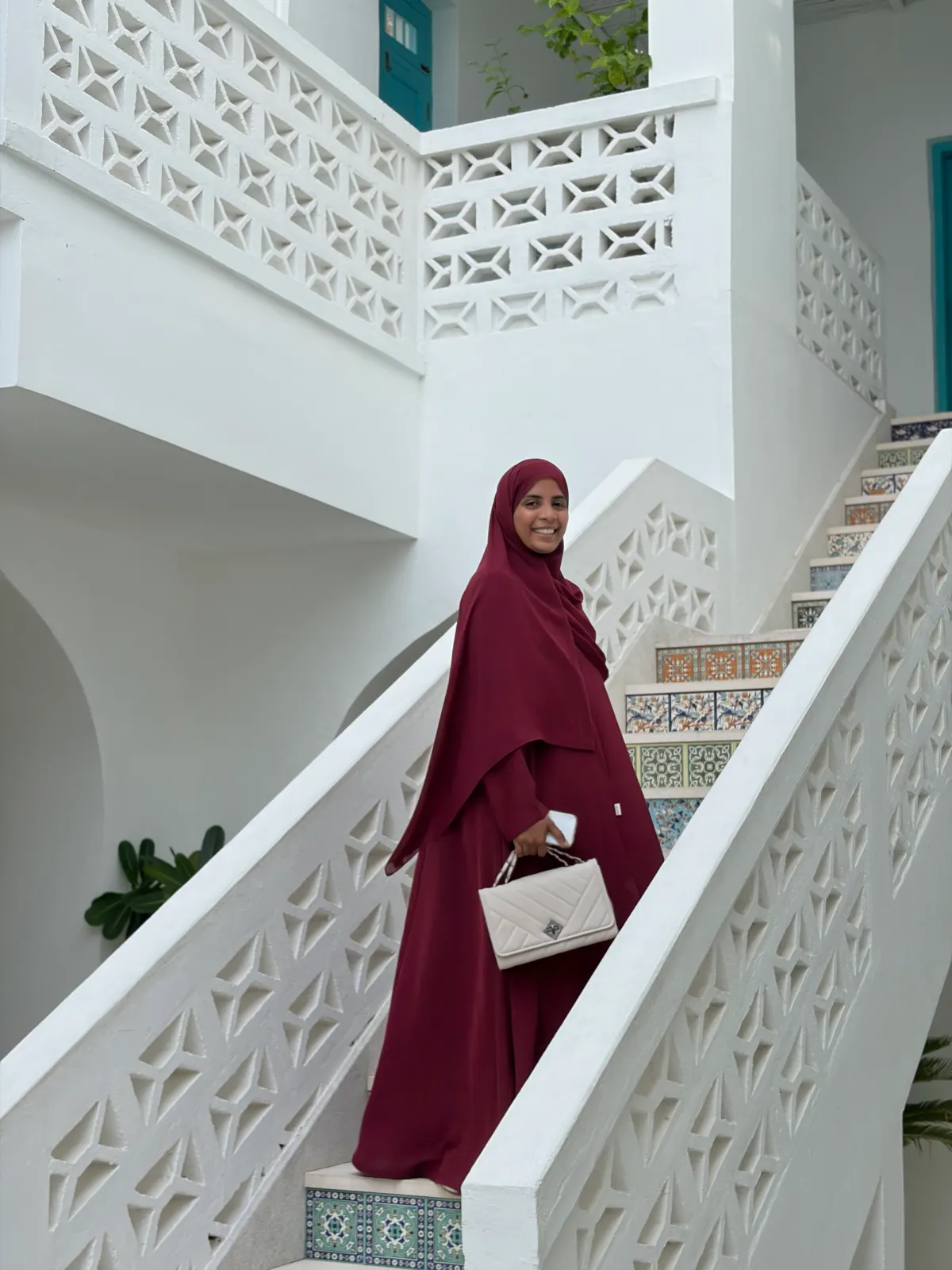 Burgundy comfy abaya - View 4