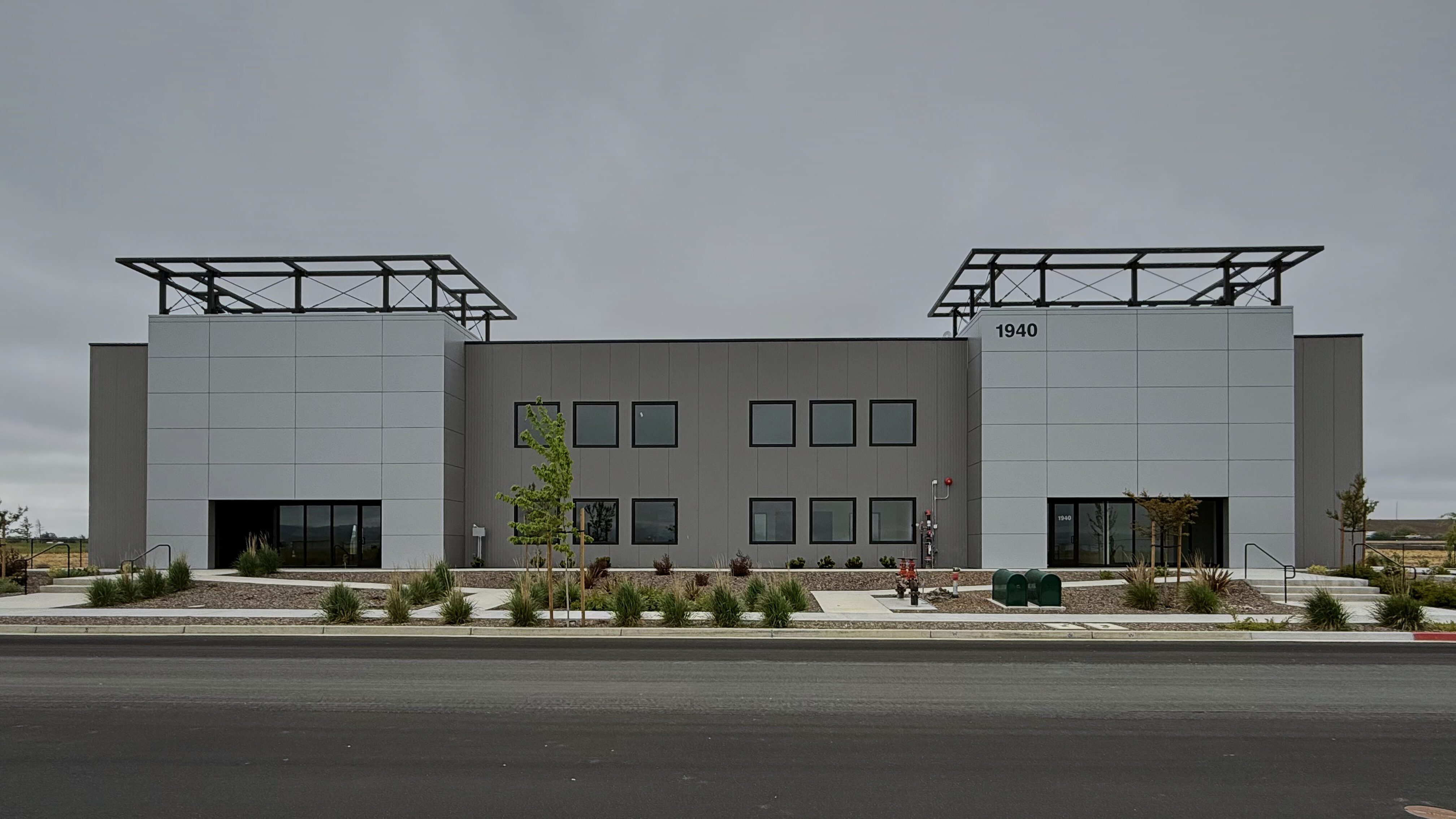 Completed SMS Shop and Offices, front elevation