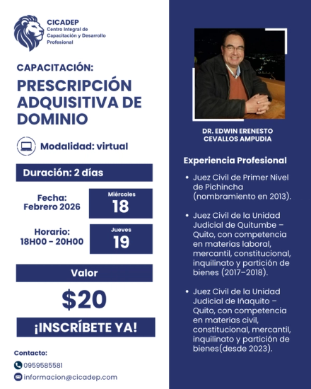 Afiche del curso: Prescripción Adquisitiva de Dominio