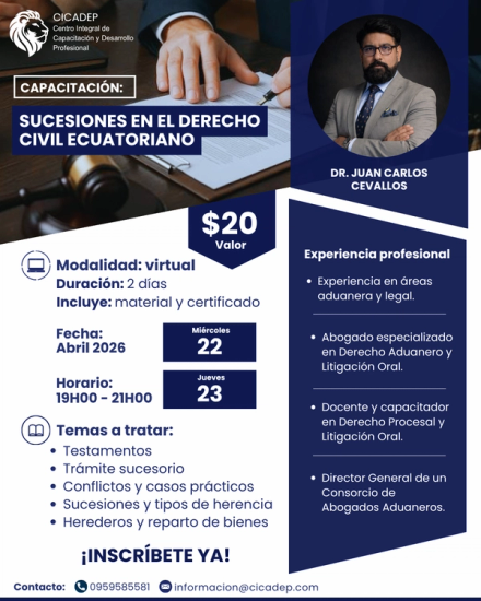 Afiche del curso: Sucesiones en el Derecho Civil Ecuatoriano