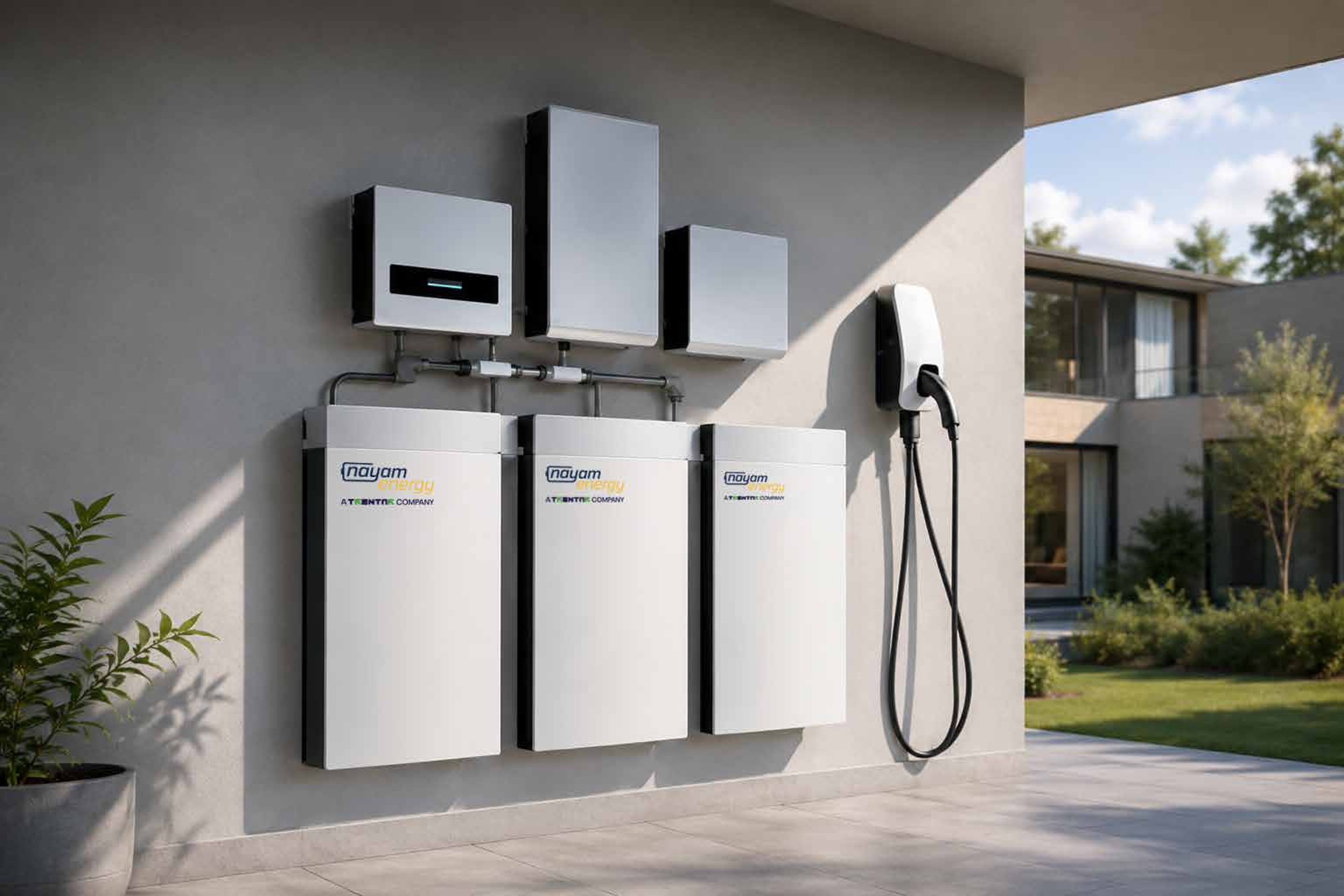 Residential energy storage system with wall-mounted units and EV charger