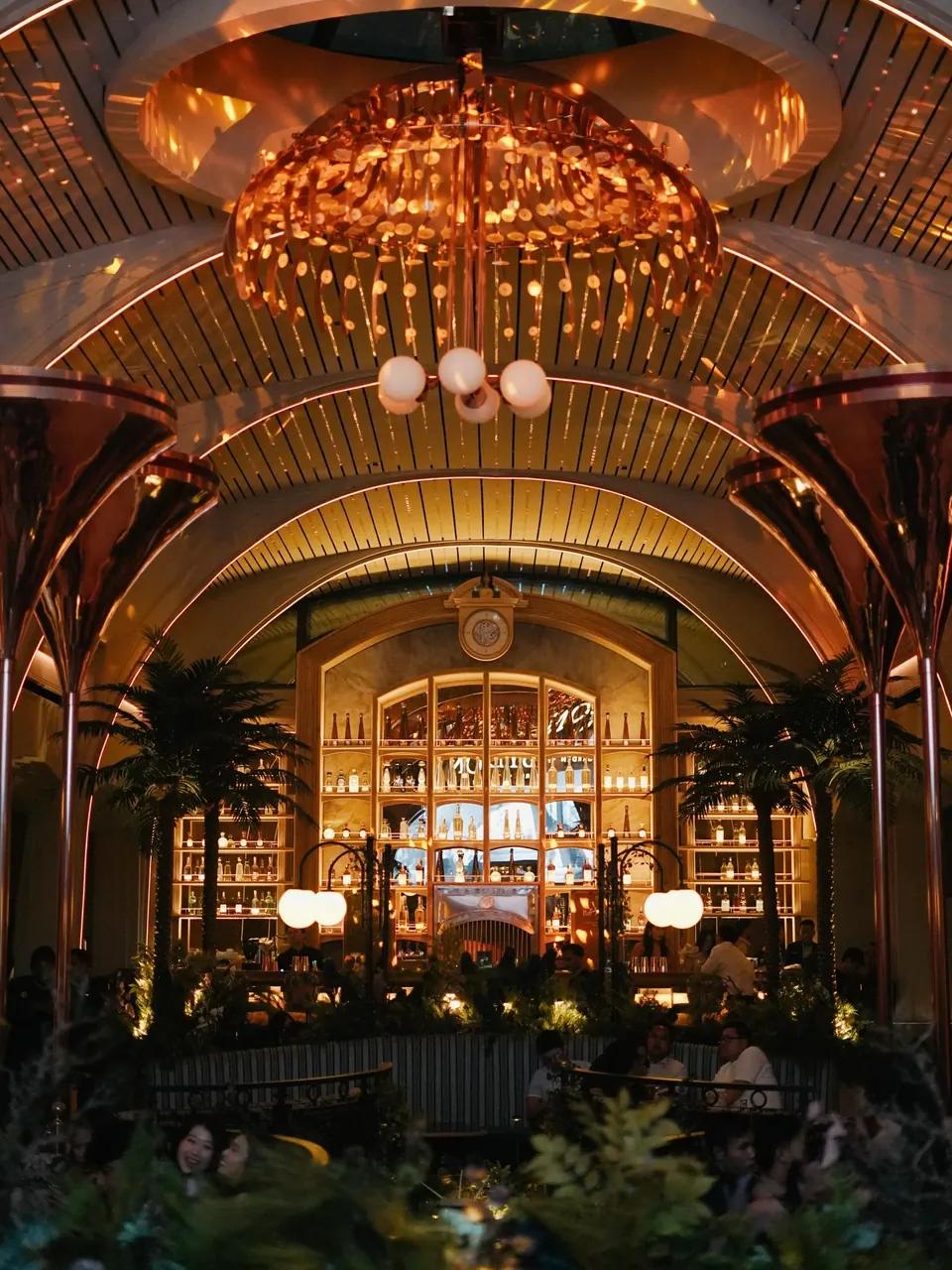 The illuminated garden and bar at Babylon Garden Affair