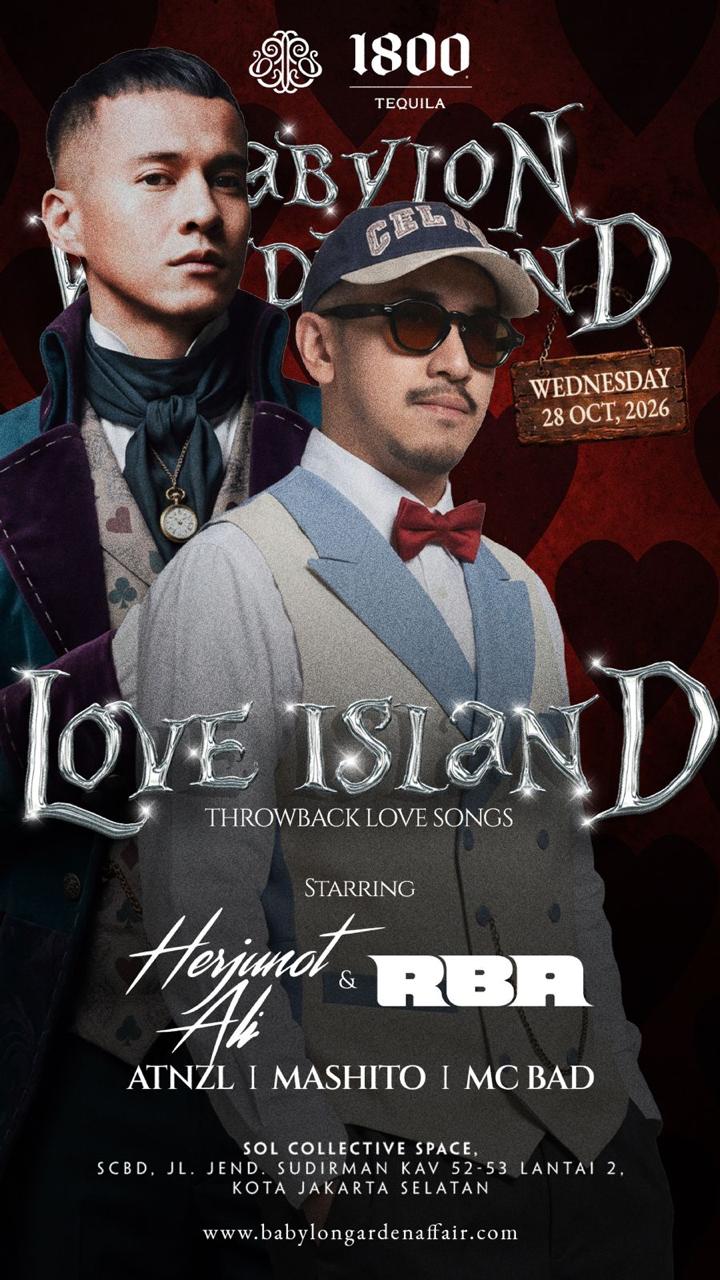 ATNZL, RBA, and MASHITO featured on the Love Island event poster for Babylon Wonderland Halloween Week, Wednesday, 28 October 2026.