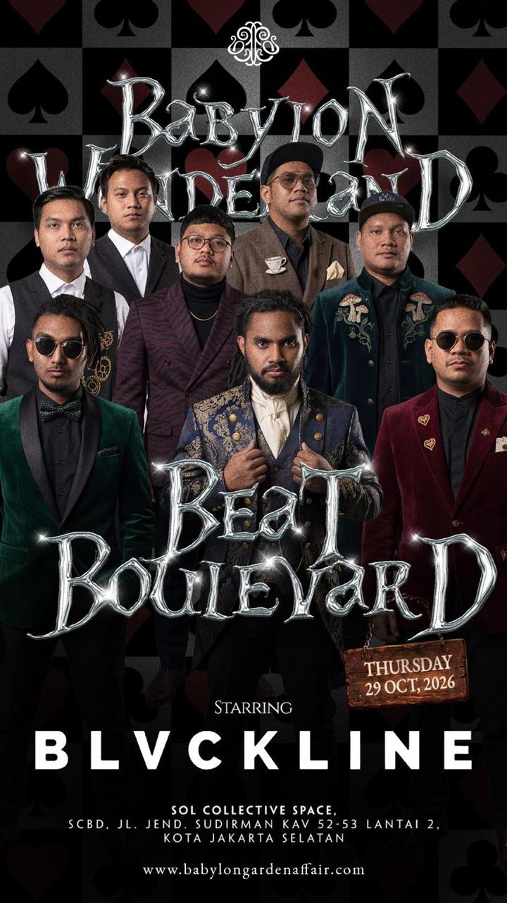 BLACKLINE (BAND) dan DJ MASHITO pada poster event Beat Boulevard dalam Babylon Wonderland Halloween Week, Kamis, 29 Oktober 2026.