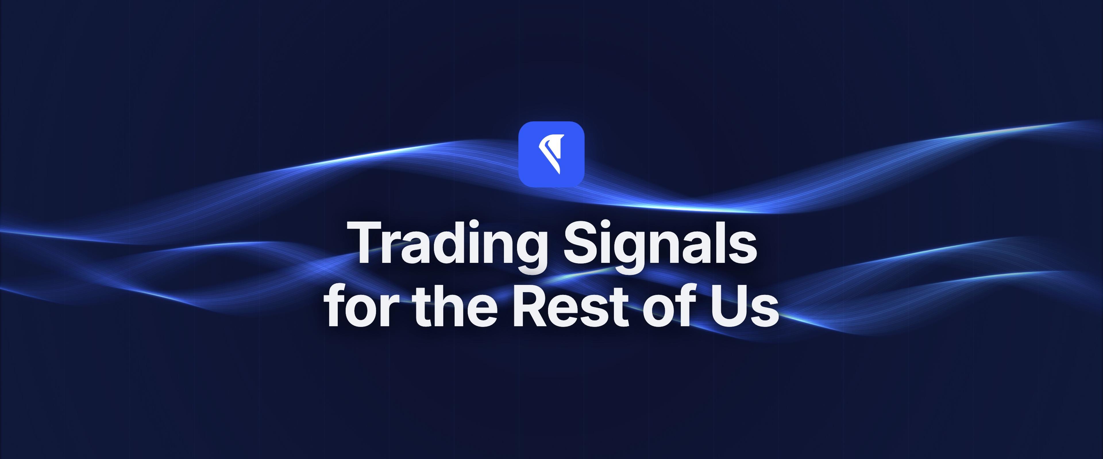 Centaur blog cover for "Trading Signals for the Rest of Us," with the Centaur mark and headline centered over flowing blue light ribbons on a near-black field.