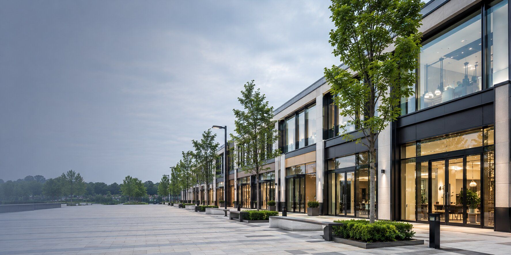 Well-maintained multi-let retail and commercial property with landscaped public space.