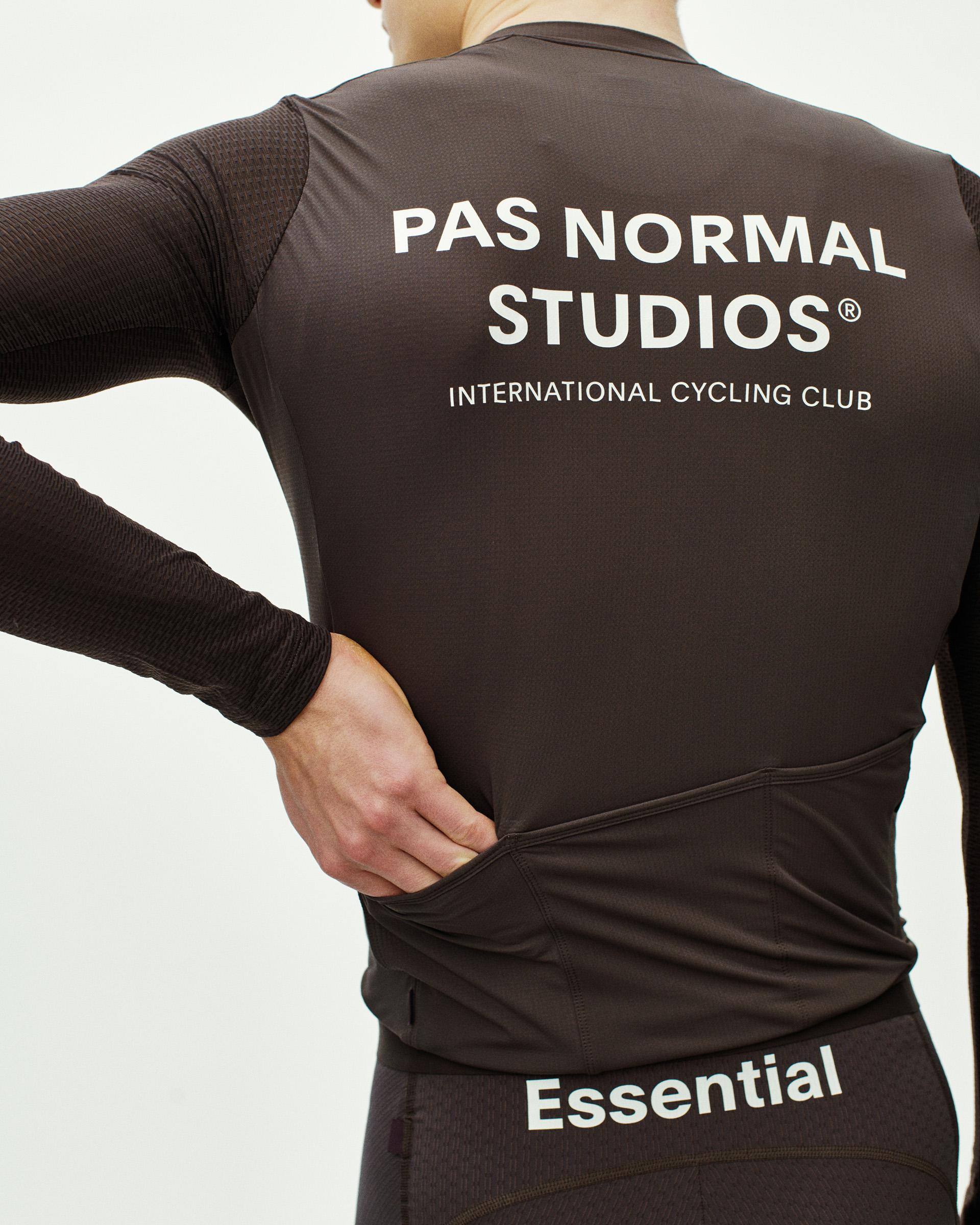 Dark Purple Essential Light long sleeve jersey, rear view on model with white back logo