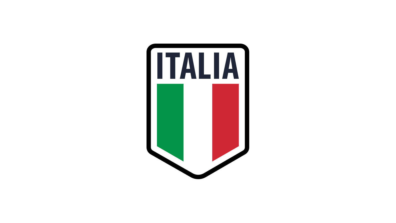 Italia shield logo with Italian flag colors green, white, and red